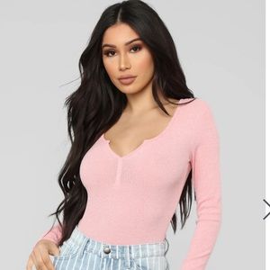 Fashion Nova Hot Pink Long Sleeve Top